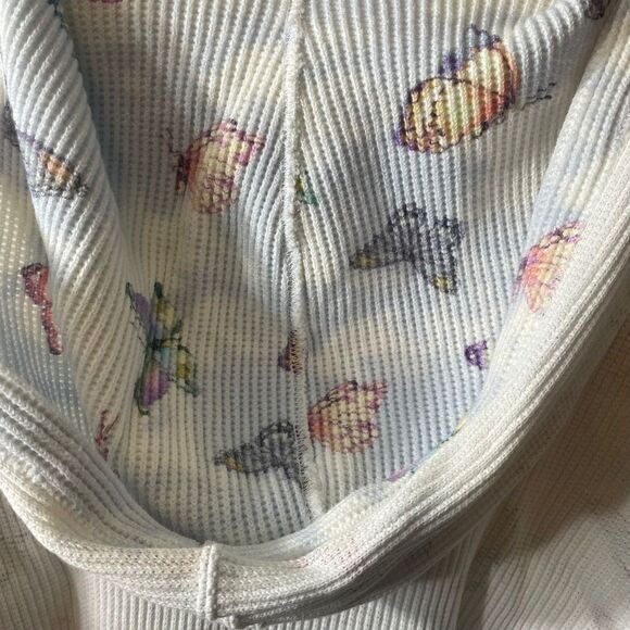 Love Shack Fancy Ciel Cropped Hoodie Aqua Reflections Butterfly Size Small NWT - Picture 8 of 15